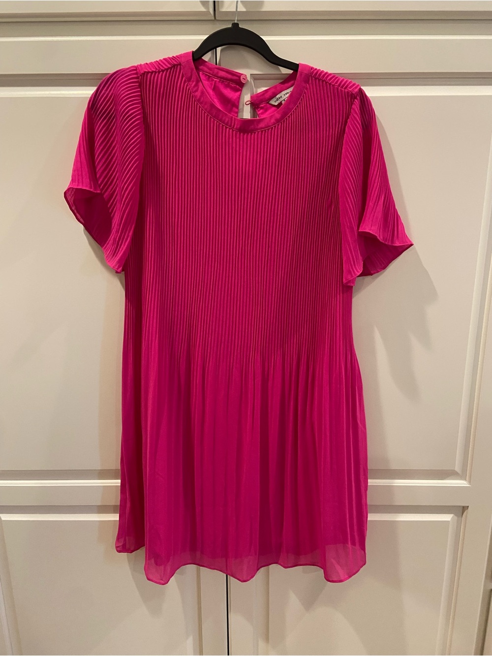 Naked Zebra Hot Pink Pleated Short-Sleeve Girls Dress